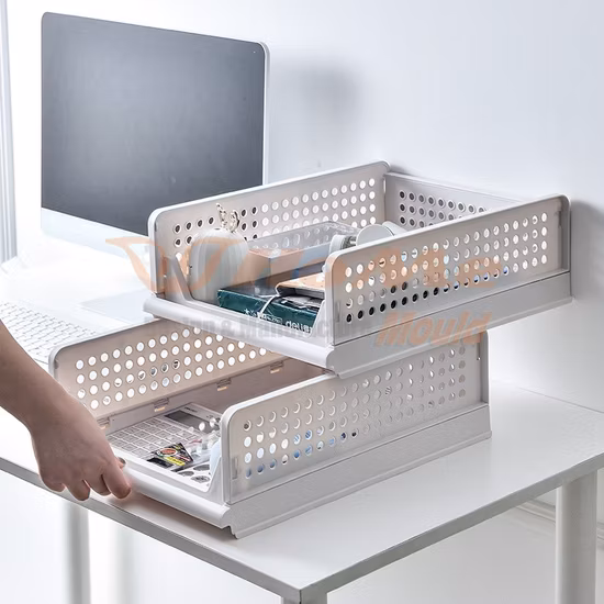 Molde de injeção de armário de plástico dobrável multicamadas, tipo gaveta, rack de armazenamento de plástico, caixa de armazenamento